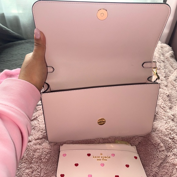 kate spade Pink Heart Print Crossbody with Card Holder - Picture 7 of 7